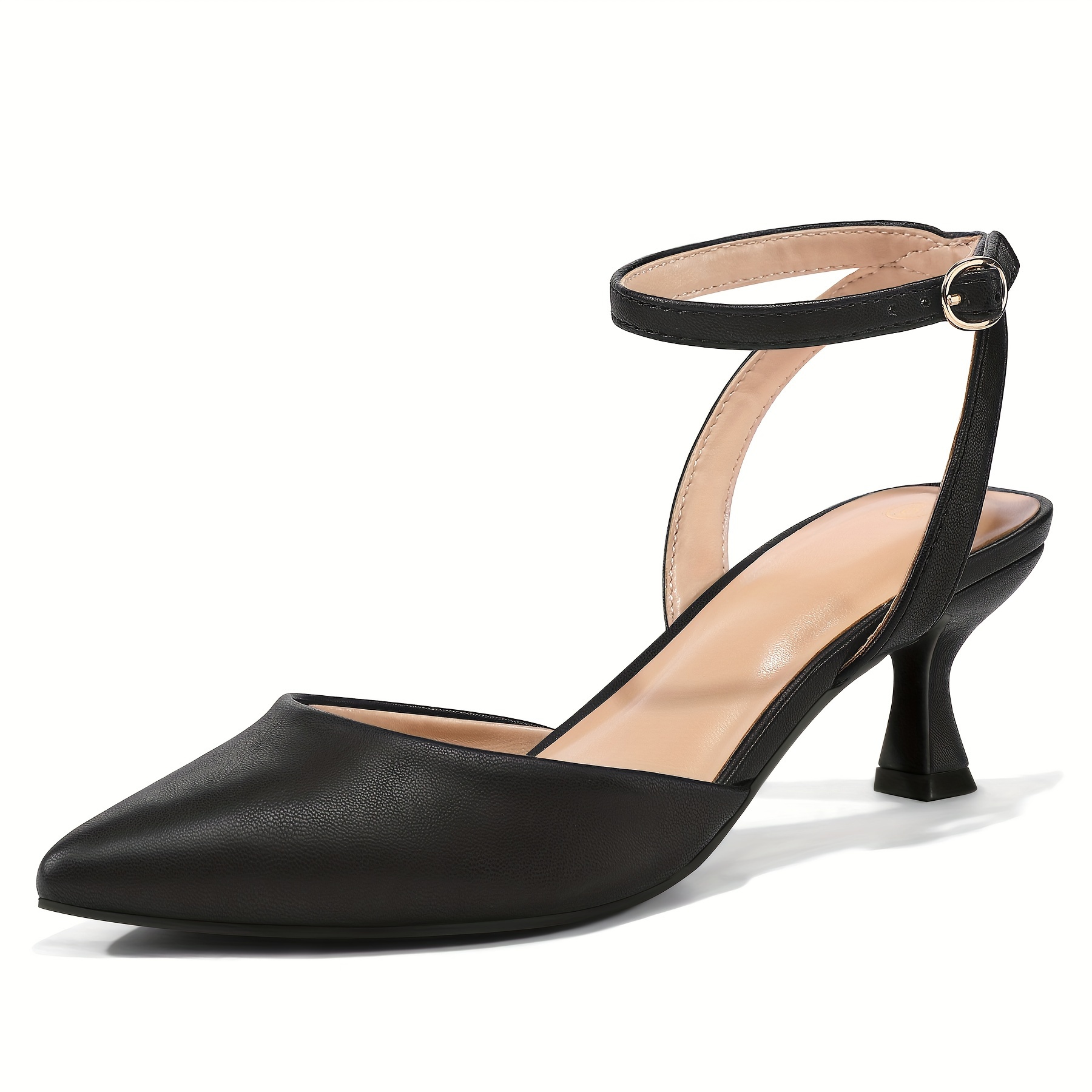 Women Inch Kitten Heels Pumps Ankle Strap Sexy Pointed Toe Dress  Sandals For Wedding And Party