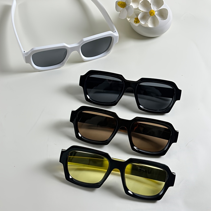 

4pcs Mod Square Sunglasses For Women Men Hiphop Fashion Anti Glare Sun Shades Props For Beach Party Club