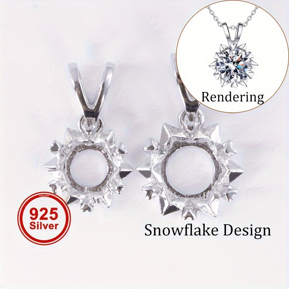 

1pc 6.5-11mm Pendant Setting, S925 Sterling Silver Snowflake Style Pendant Base, Suitable For Handmade Jewelry Crafting Pendant Necklace Making