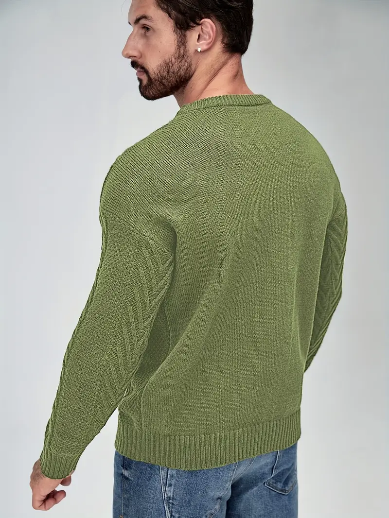 mens winter warm knit sweater soft round neck long sleeve casual pullover solid color beige navy machine washable thick sweater jacket for cold weather office casual attire Product details 14