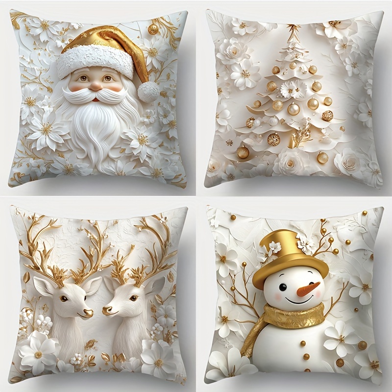 

4- Christmas , 17.7"x17.7" , , , Zippered Polyester For Sofa Decor