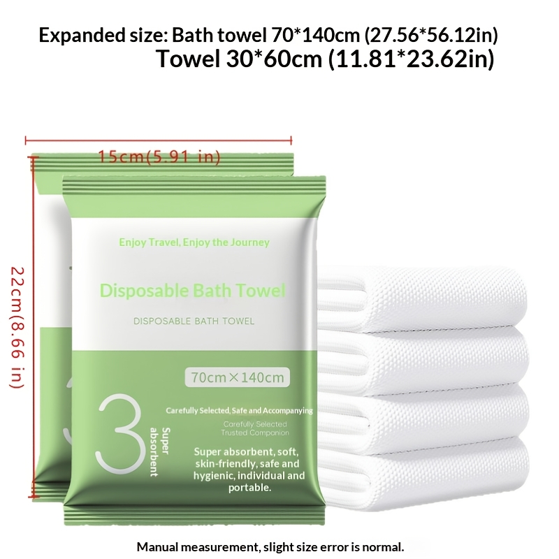 item picture 2pcs pack 2pcs suitable for hotel travel emergency disposable bath towel set thickened large compressed microfiber towels individually wrapped portable towel sheets for gym guest rooms no
