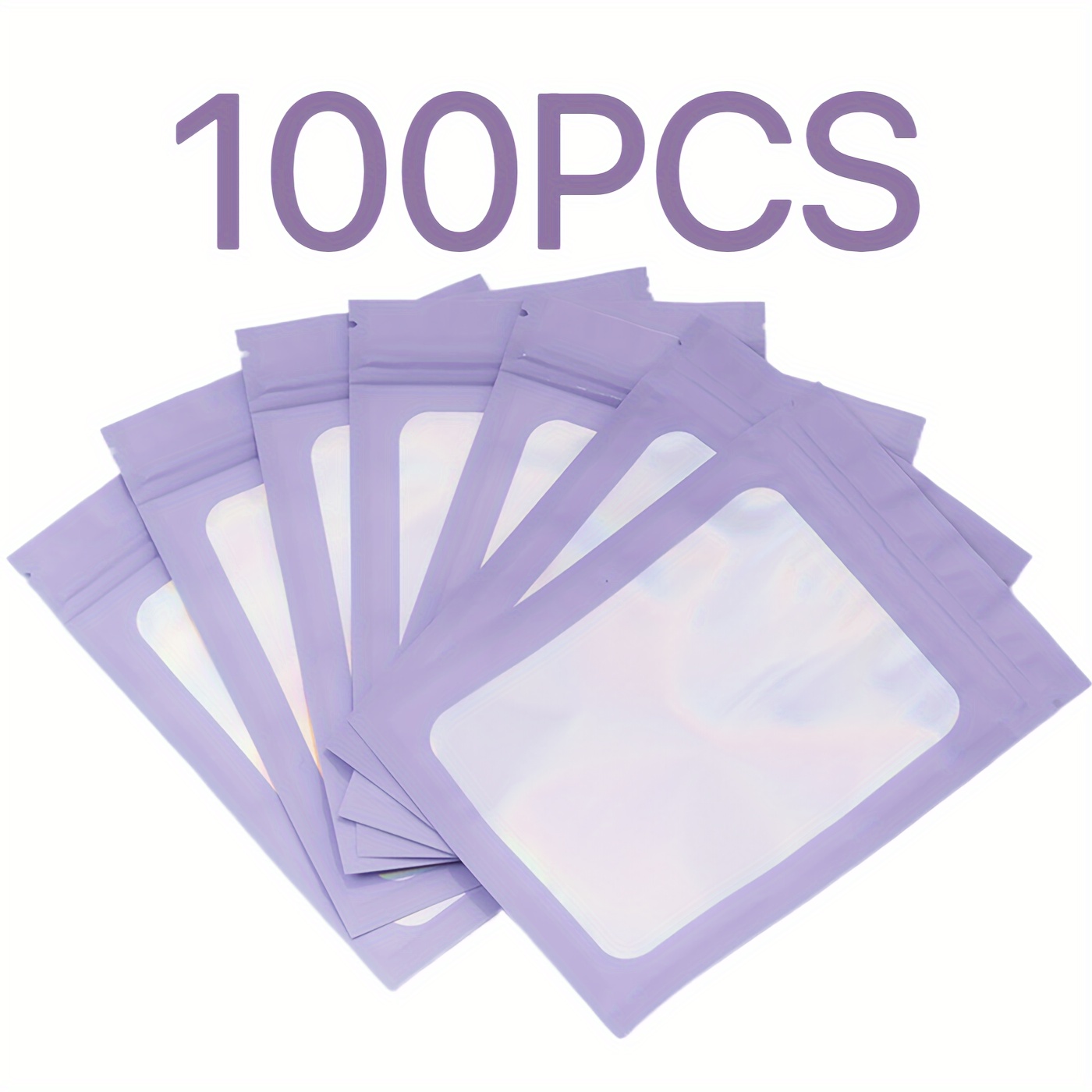 

100pcs, Laser Color Frame Purple, Stationery Opening School Season Sub-packaging Bag, Jewelry Jewelry Necklace Ring Anti-oxidation Bag, Makeup Brush Puff Packaging Bag, Plastic Bag