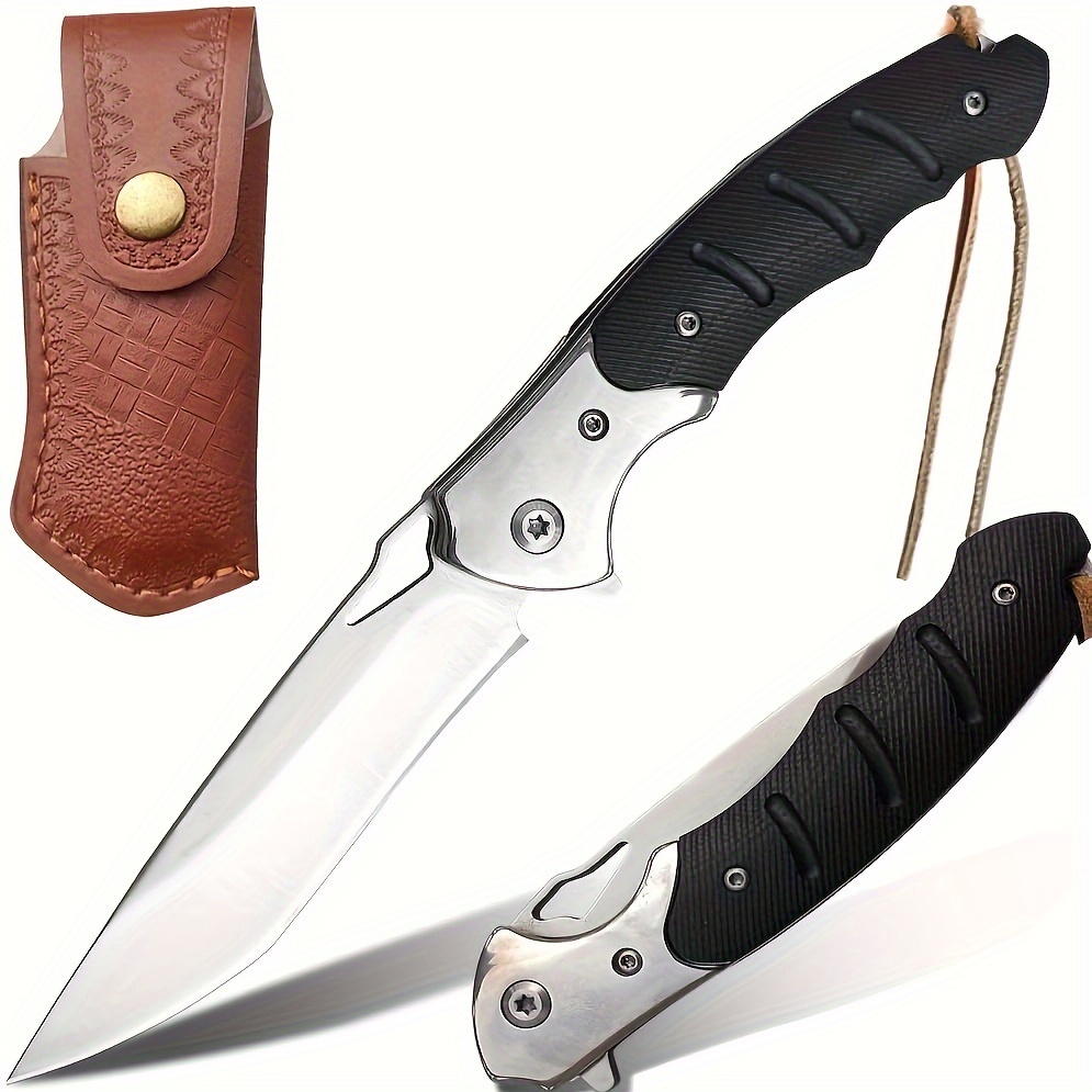 TEMU D2 Steel Pocket Knife, Folding Knife With Clip, G10 Handle, Sharp Knives, Survival Knife For Hiking Camping Gifts