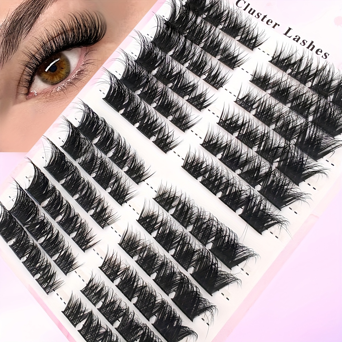 96pcs Cluster Lashes Cat Eye Individual Cluster Lashes Extension Natural Long Fluffy Curling Lashes, Suitable For Makeup Eyelash Extensions