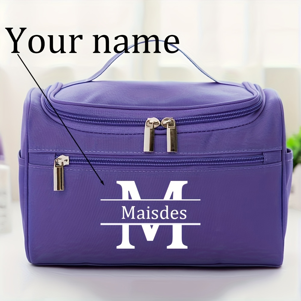 TEMU Personalized Name/logo Custom Toiletry & Travel Bag - Zippered Cosmetic Organizer With Name Tag, Compact Portable Gift For Women/men, / - Add