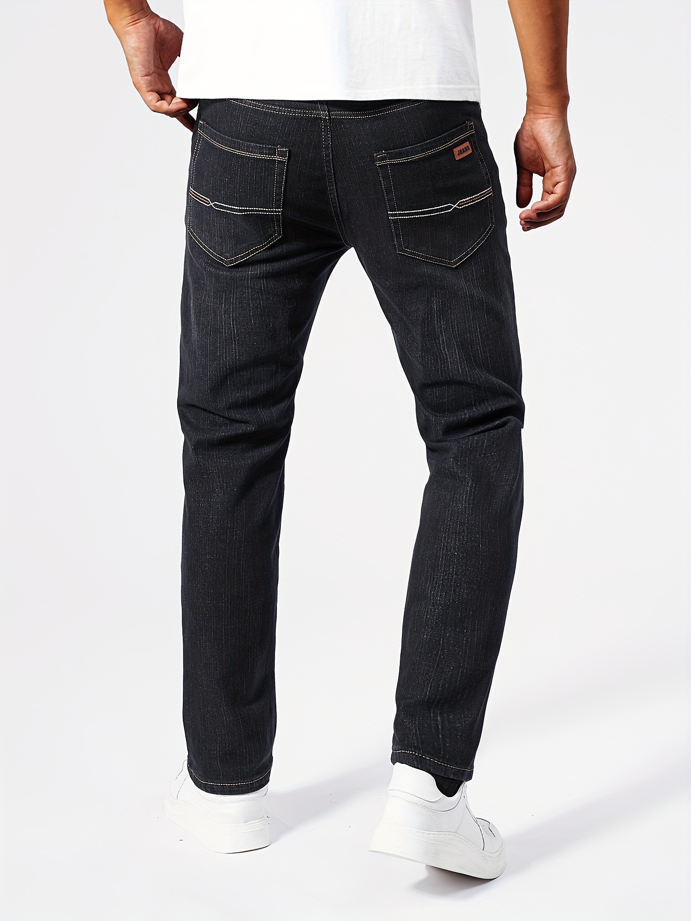 Полуформальные джинсы классического дизайна, мужские повседневные брюки из эластичной джинсовой ткани для бизнеса