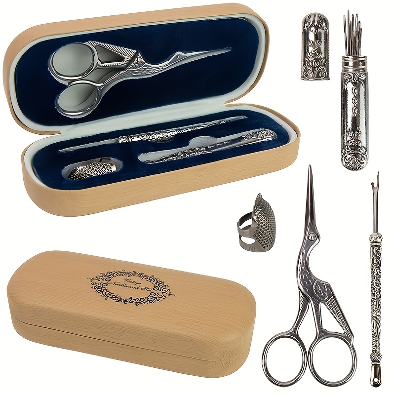 Embroidery Needles and Scissors Sewing Tools Storage Box
