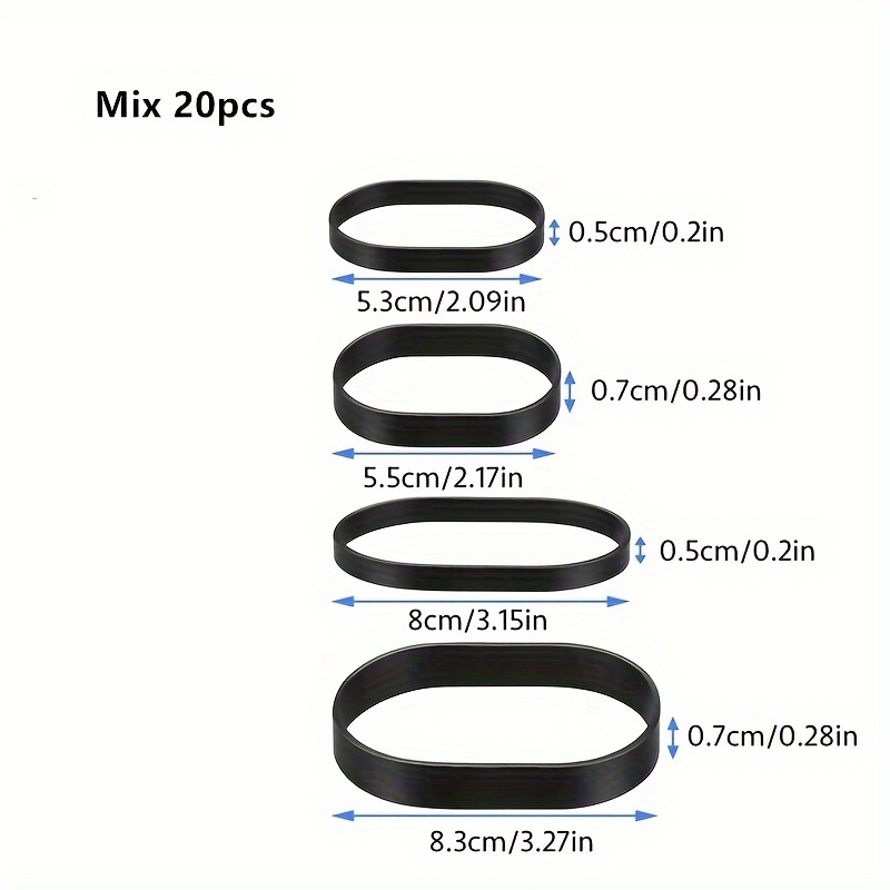TEMU 20/40pcs Heavy Duty Rubber Bands Black Elastic Wide Thick Rubber Bands Camping Special Anti-uv Heat Resistant Cold Rubber Bands, 4 Sizes Mixed
