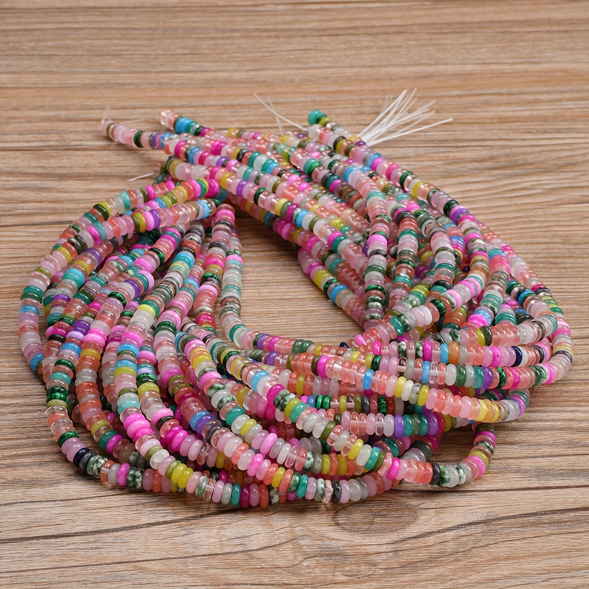 E-shop 170 - 180 Stk. mehrfarbige Naturstein-Abakus-Loseperlen - 6x2mm für Schmuckherstellung, DIY-Anhänger-Halskette & Armband, ein 38cm/15 Zoll