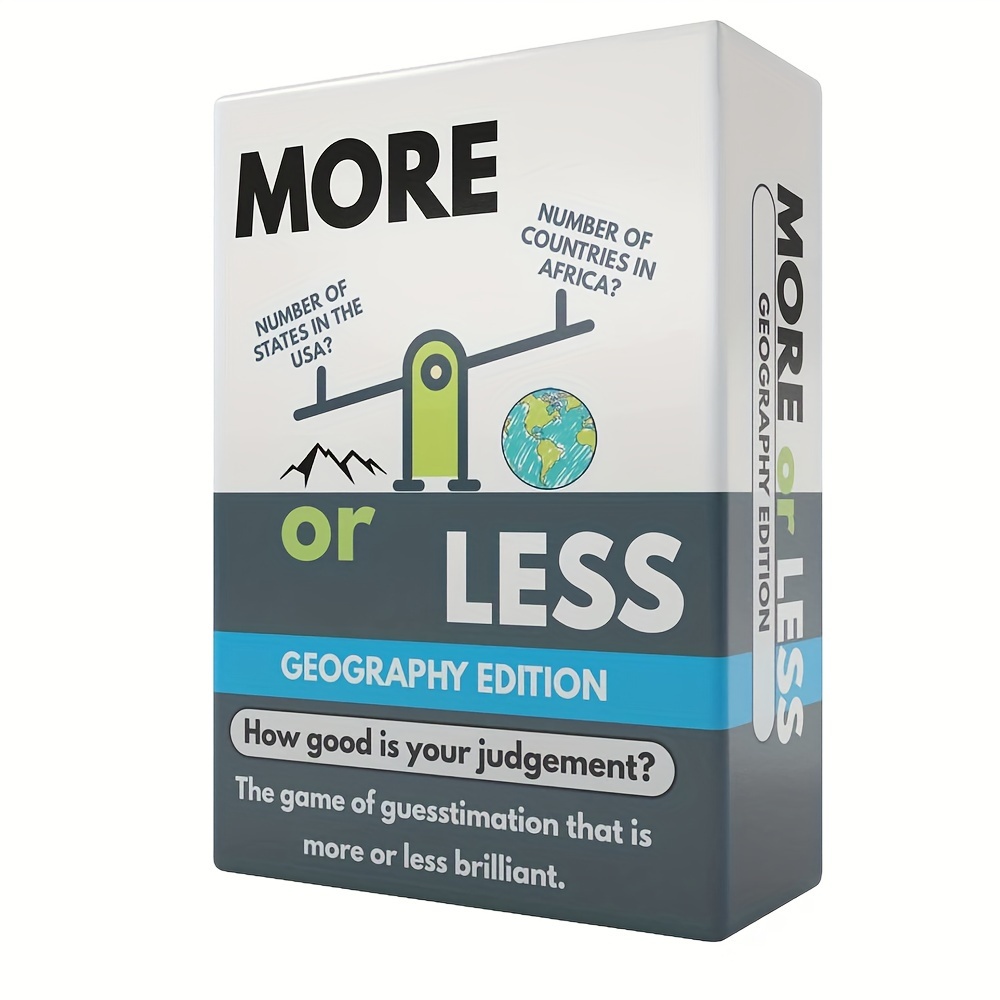 

More Or Less Geography Card Game - Guessing Game For All , Parties & Holidays