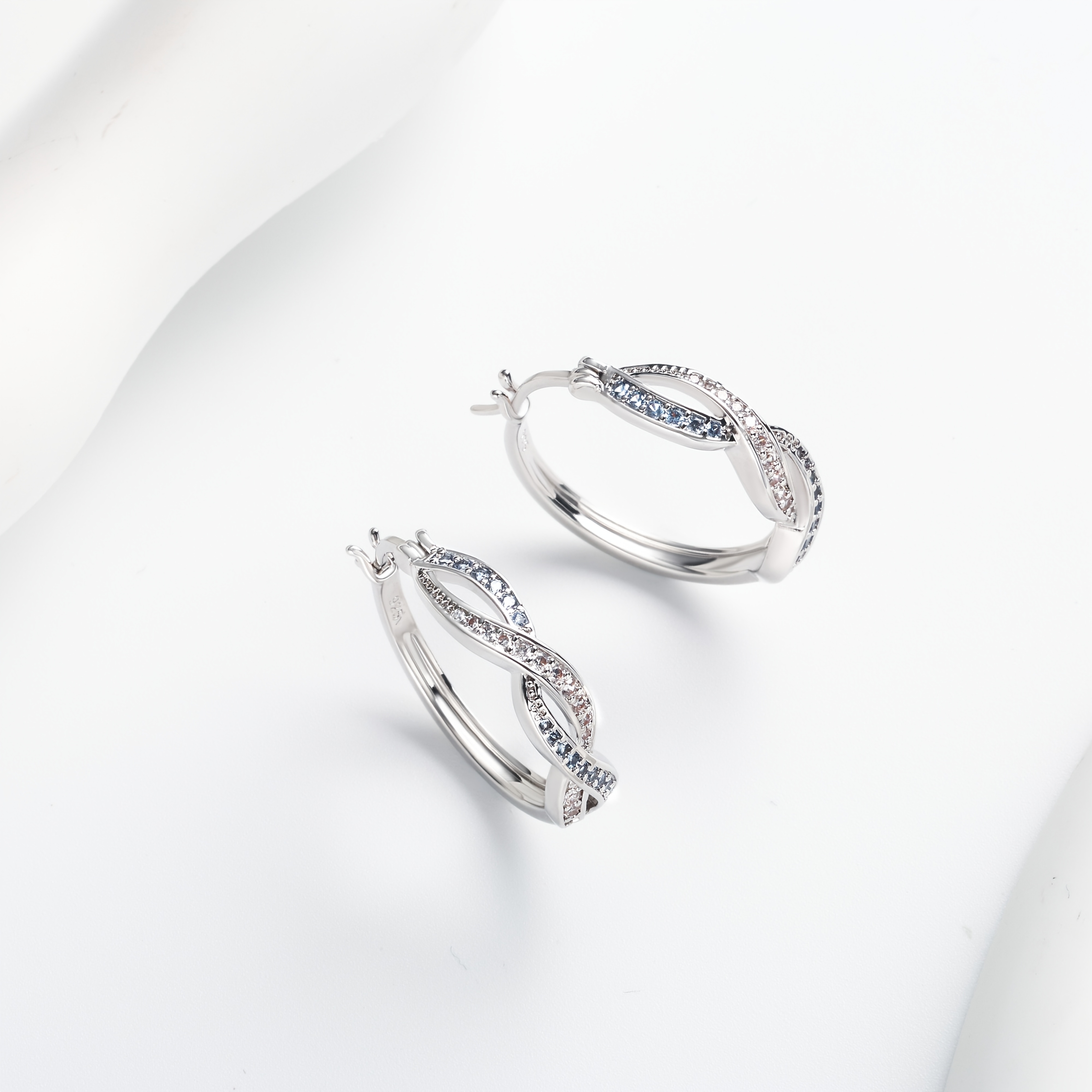 Women's 925 Sterling Silver Twisted Rope Eternity Earrings, Luxury