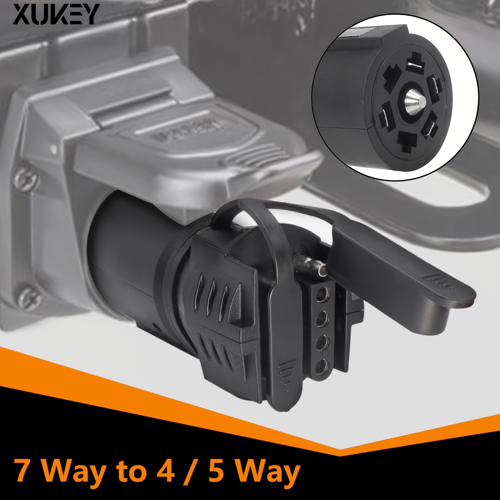 TEMU Xukey Trailer Plug Adapter - 7-way Round To 4 & Connector For Rvs, Boats | , Waterproof With Dust Covers