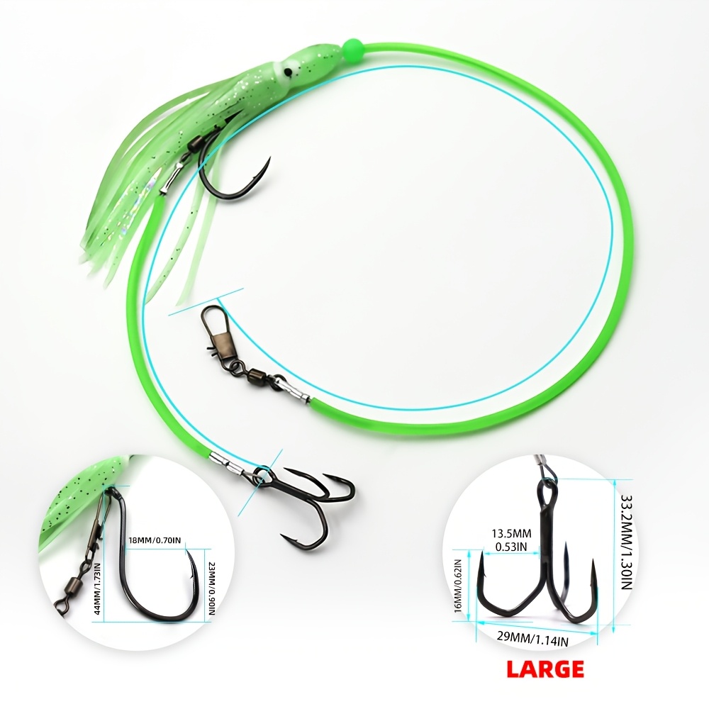 1 Rigs Sea Fishing Live Bait Rig, Cod Fishing Rig With 7-strand Steel Wire Reinforced Treble Hook, Thickened Single Hook, Bite-resistant And Wear-resistant