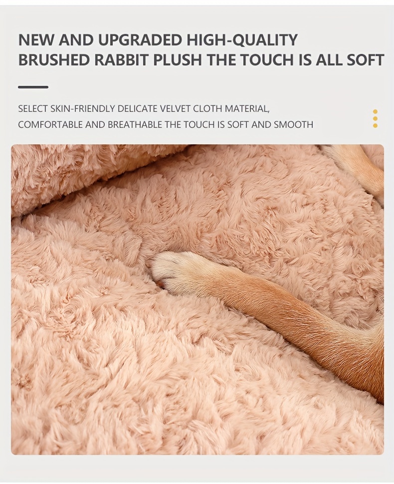 orthopedic dog bed sofa plush   fur   non slip bottom easy assembly stain scratch resistant square pet bed for   use khaki fits medium large small breeds Product details 3