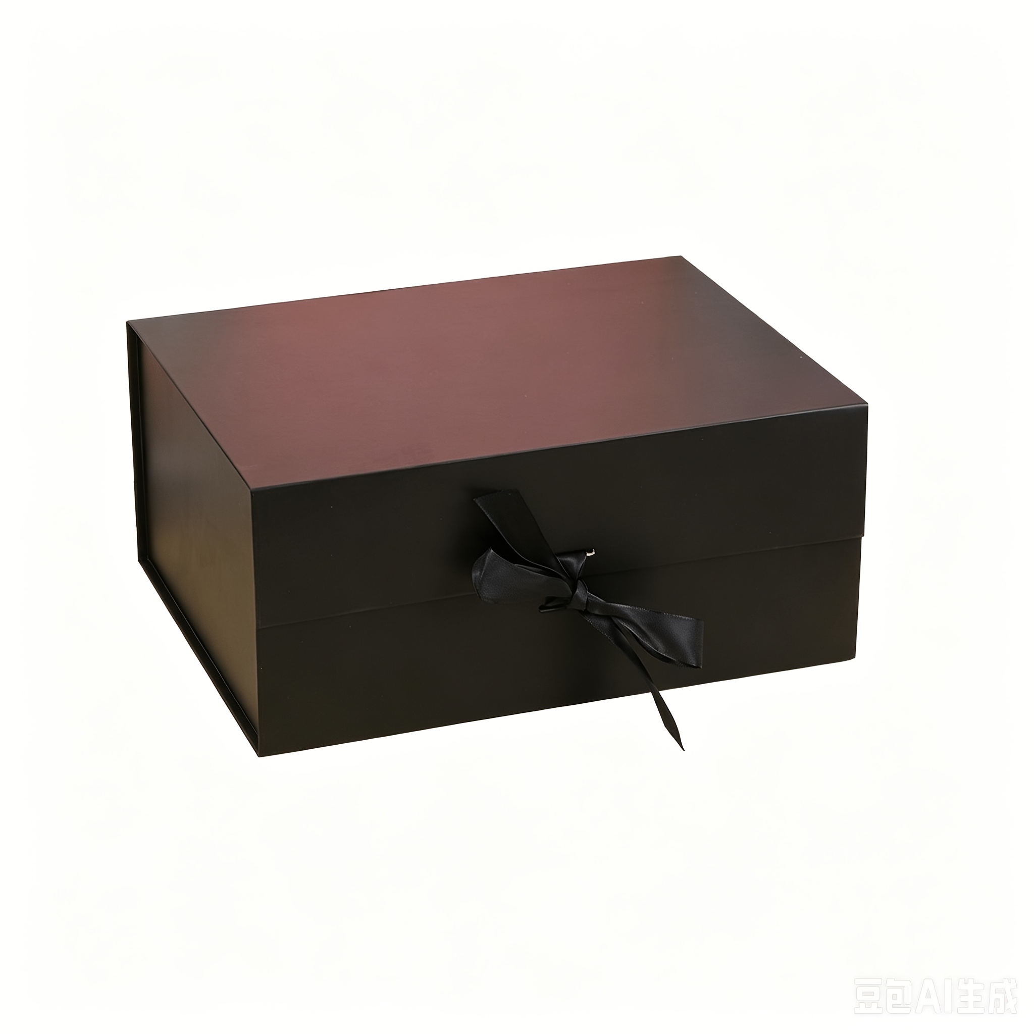 奢华黑色礼品盒，搭配缎面蝴蝶结，高端可折叠硬质礼盒，适用于婚礼、生日、节日礼品包装翻译英语