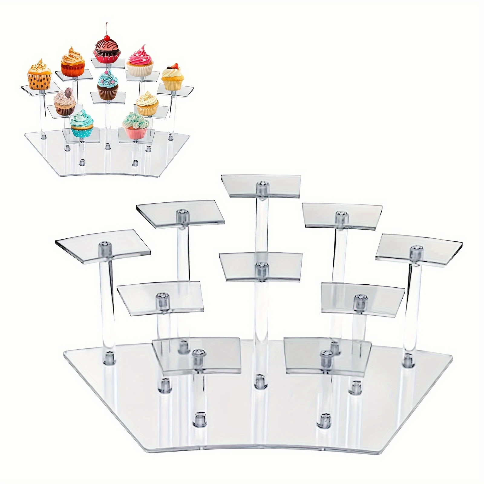 

10-tier Acrylic Display Stand For Action Figures, Cupcakes, Desserts, And Perfume - Classic Style Multilevel Display Risers, No Electricity Needed, Clear Organizer For Decor And Storage