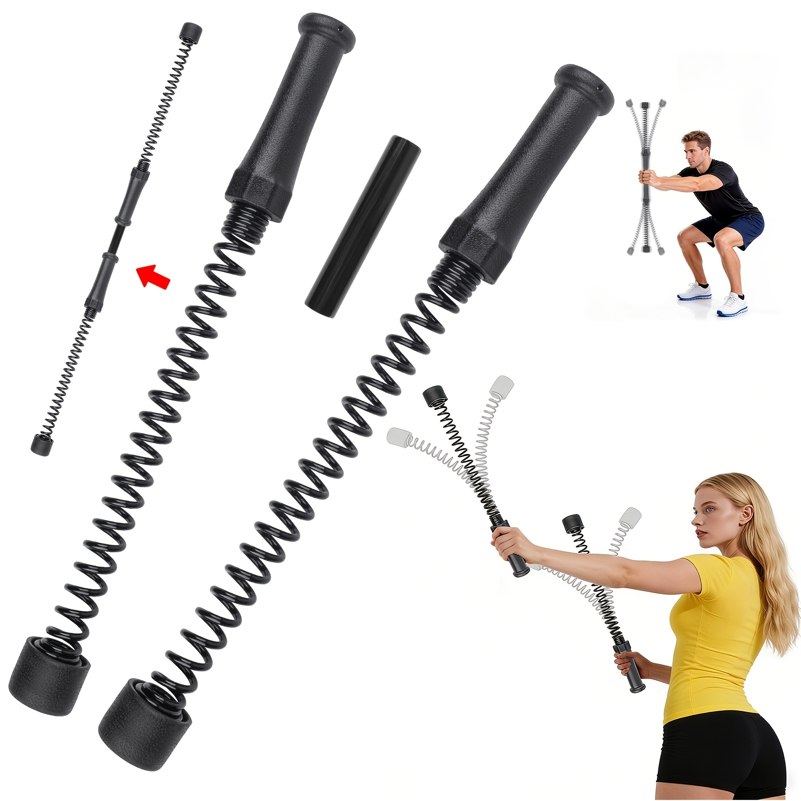 2-in-1 Ropeless Battle Ropes (2pcs) & Resistance Training Stick System - Adjustable Portable Full Body Workout Equipment