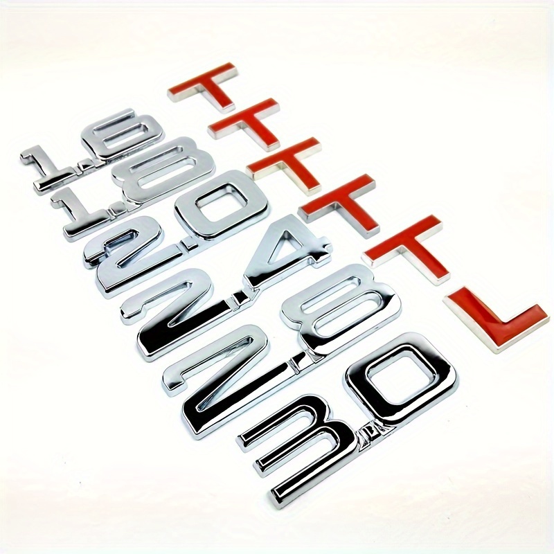 

3d Metal Modified Displacement Car Stickers Car Tail Mark Car Displacement 1.8t, 2.0t, 3.0t Logo Stickers