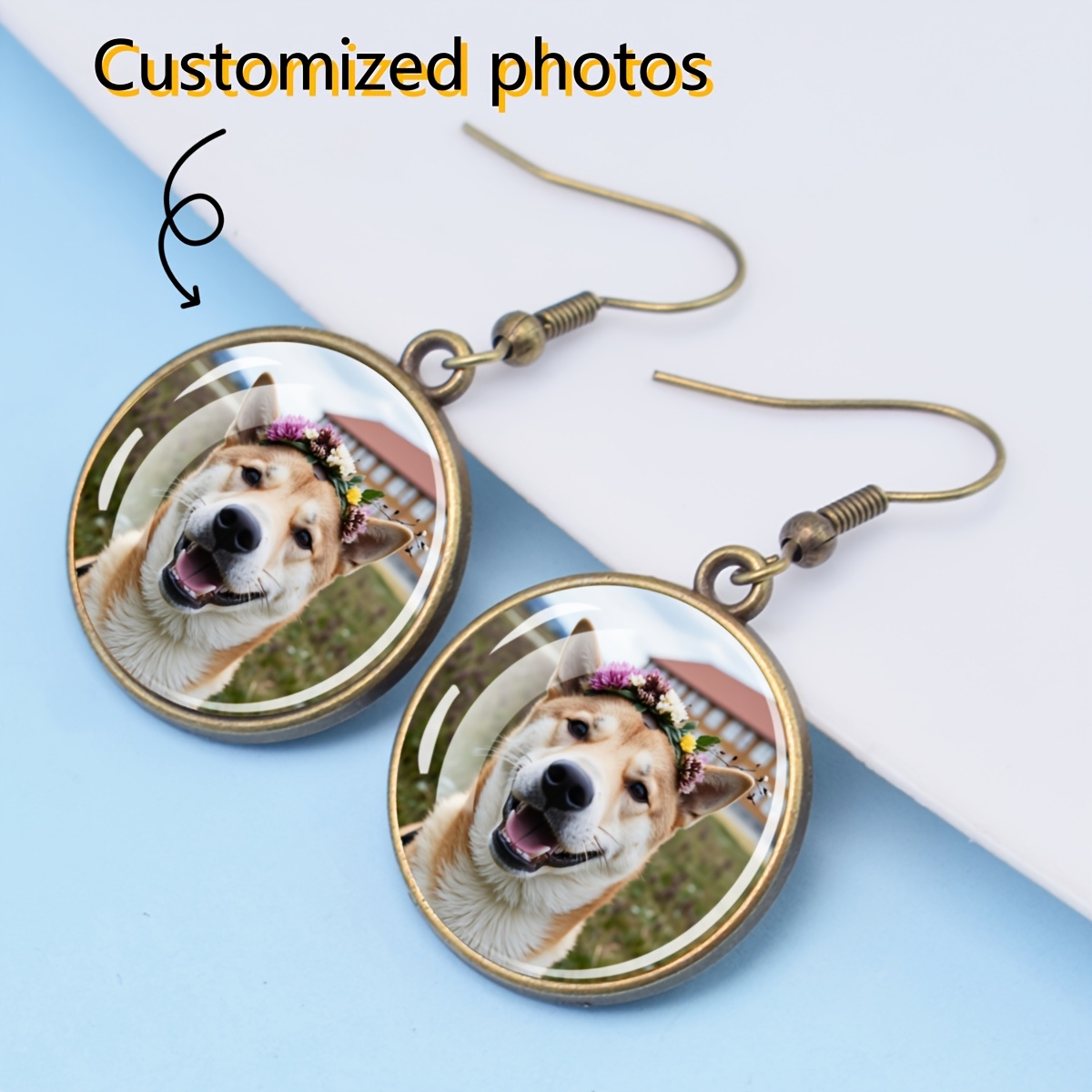 Customized 1 Pair Vintage Earrings Customized Photo Personalized Family Lover Earrings Mother's Day Gift
