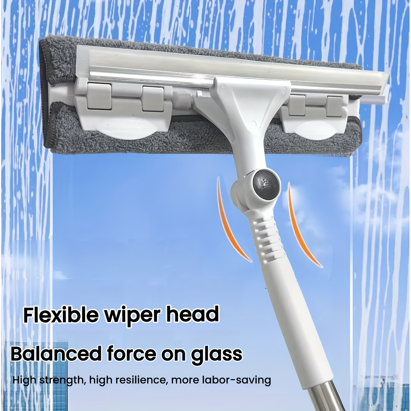 E-shop 2-in-1 Glasreiniger, multifunktionaler Glasreiniger, hergestellt aus Kunststoff und Edelstahl, geeignet für die Reinigung von Fenstern,