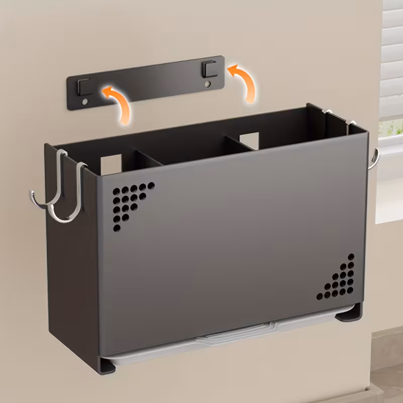 1pc wall mounted chopstick holder space saving kitchen organizer with cutlery slots countertop utensil rack with built in drainage system for home and restaurant use suitable for chopsticks spoons spatulas compact countertop or wall rack Product details 6