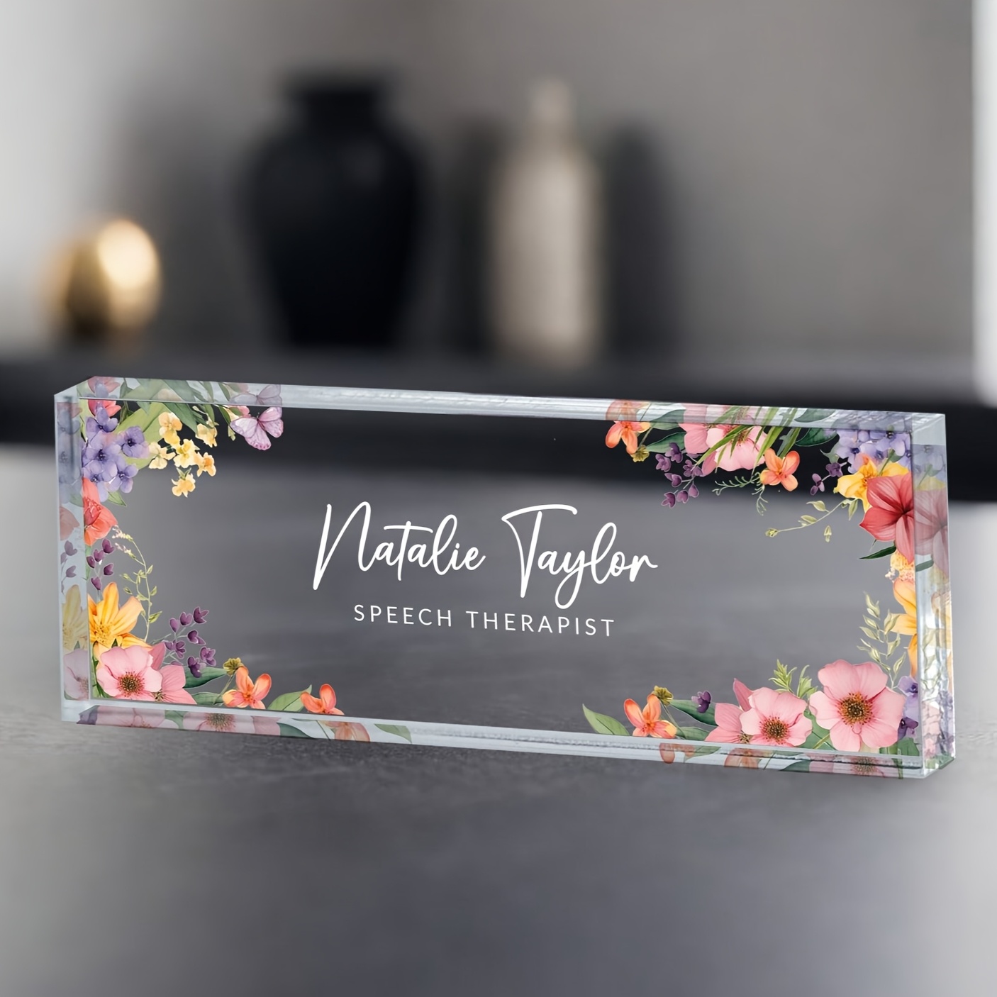 TEMU Personalized Name Sign Office Decoration With Wooden Base, Customizable Name And Occupation, Best Gift For Colleagues And Teachers