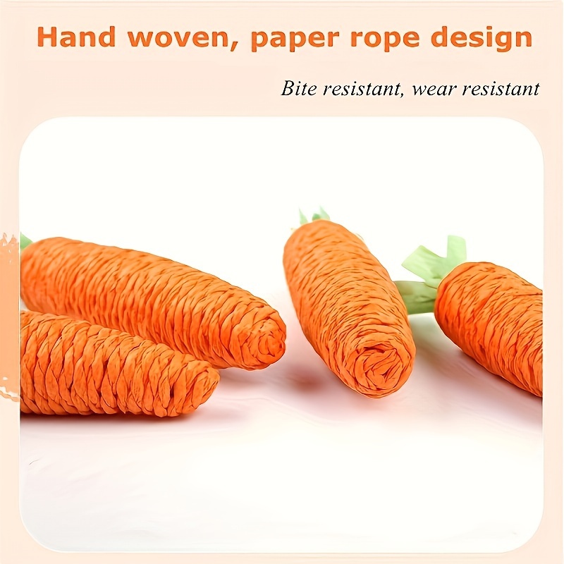 1pc Carrot-Shaped Cat Chew Toys, Interactive Paper Rope Pet Play Toy With Built-in Bell, Durable Teaser Plaything For Kittens And Cats