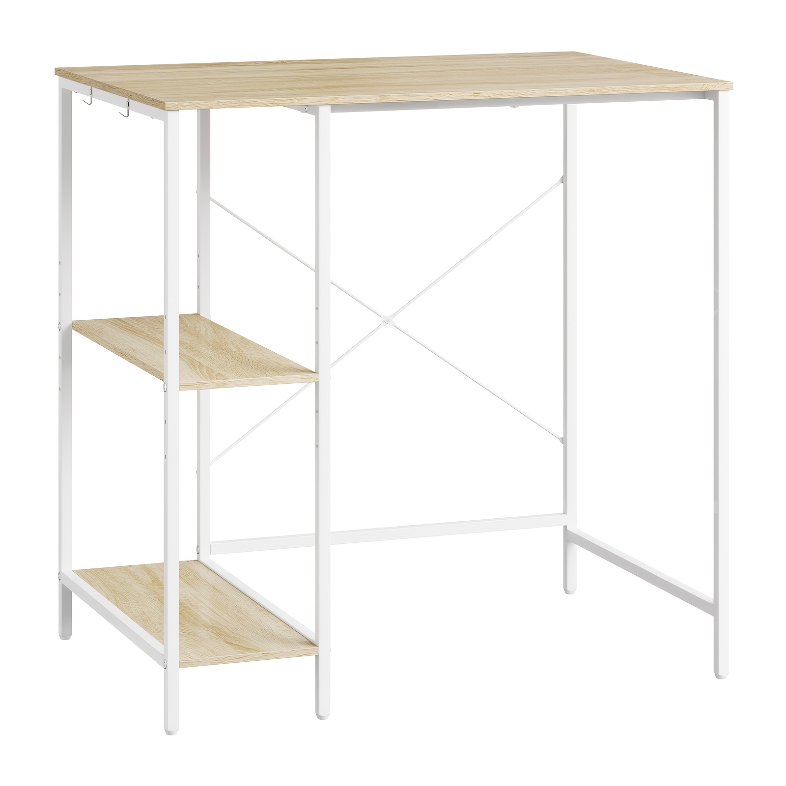 Image of 1pc Bathroom Storage Rack, Fits Over Washing Machine, With Adjustable Shelf And Hooks; Constructed With Particleboard And For Durability; Storage Space Suitable For Spaces; White And Natural , Shelves