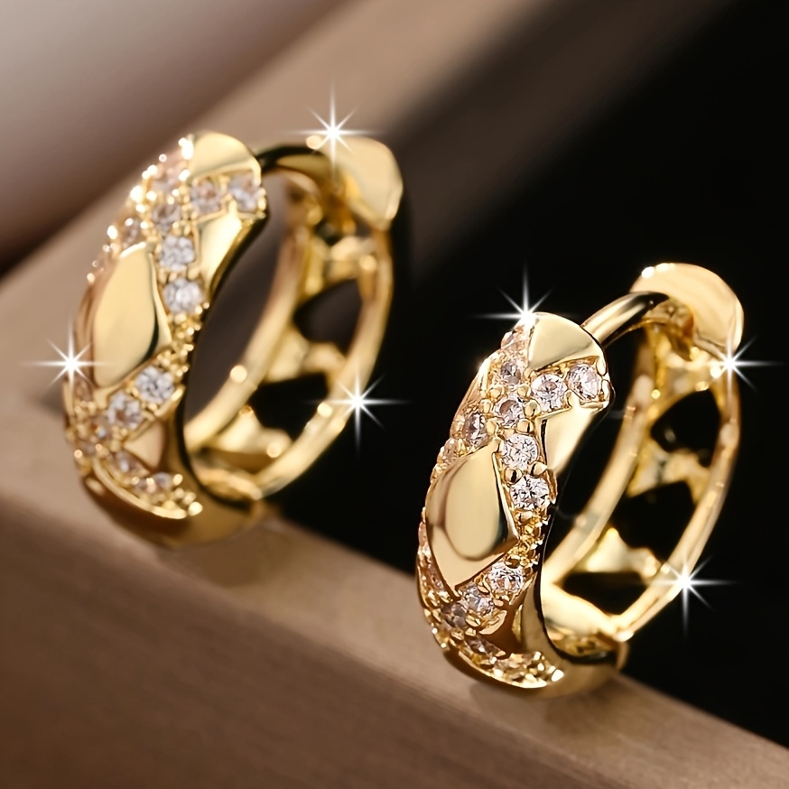 Image of Delicate And Compact Cross Design Women's Hoop Earrings, Bohemian Style, Allergy Resistant, Perfect For Valentine's Day Gifts, Daily Holiday Wear High Quality Jewelry