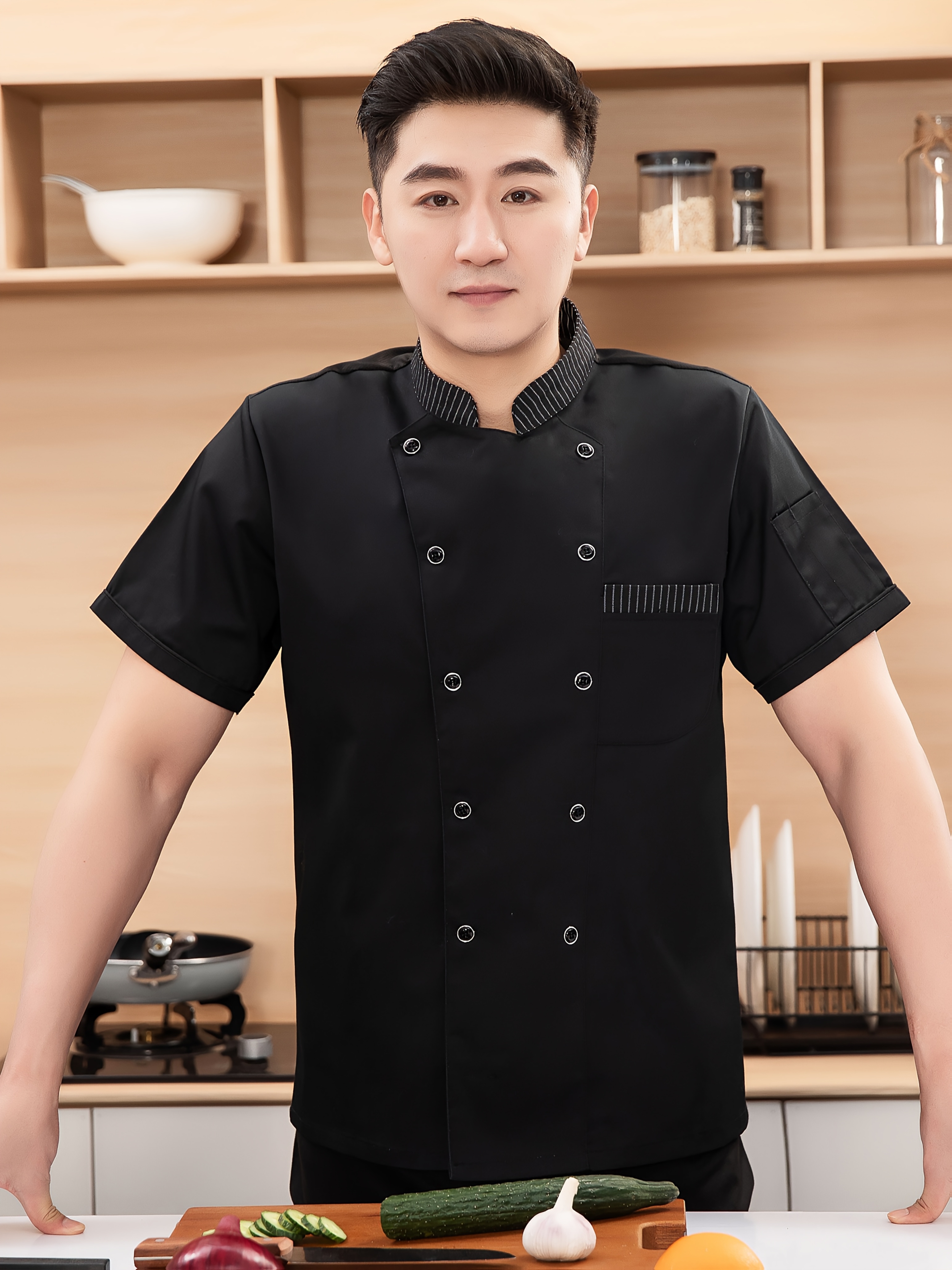 uniforme chef profesional hombres camisa corta cuello Temu Spain