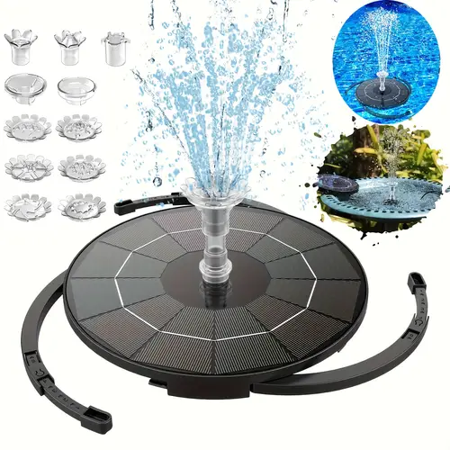 solar powered outdoor garden bird bath fountain with stand 2025 pond decoration 3 5w 2 8w 1 5w solar pump for gardens and aquariums floating spray function pump accessory with 7 nozzles