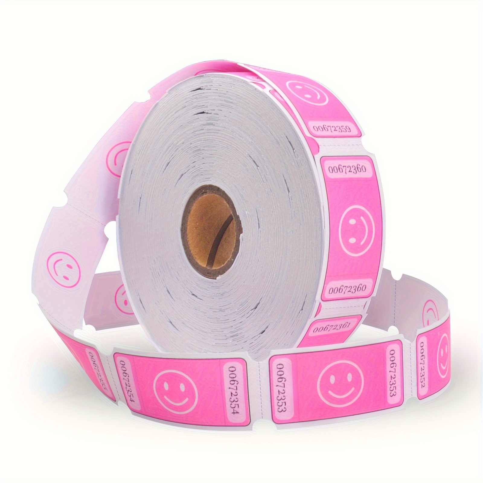 

Smile Raffle Tickets Roll, Each Tickets 1''x2'' For Events, Entry, Class Reward Fundraiser & Prizes 1000 Tickets Per Roll-pink