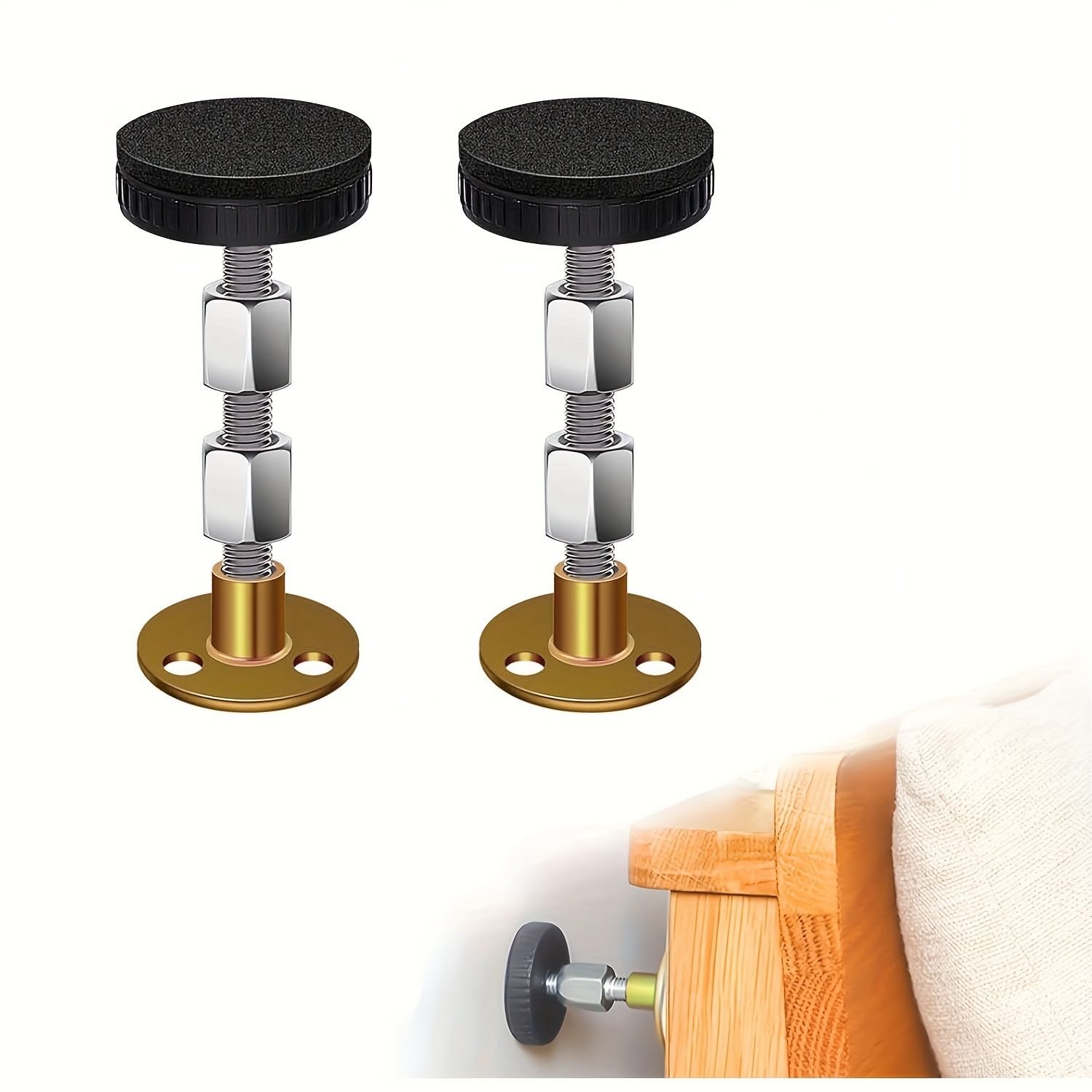 2 Pack Adjustable Threaded Bed Frame Anti-shake Tool, Headboard Stoppers Fixer, Bed Frame Anti-shake Tool, Bedside Anti Shake Tool For Beds Cabinets Sofas