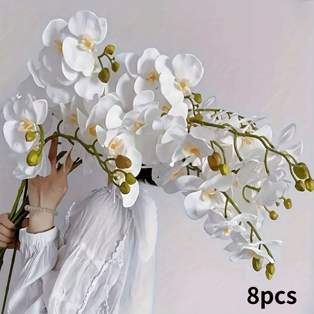 8pcs Set Of Simulated Orchids - Lifelike Orchid Stems, Suitable For Home And Wedding Decoration, Perfect Gifts For Valentine's Day, Mother's Day, Christmas And New Year