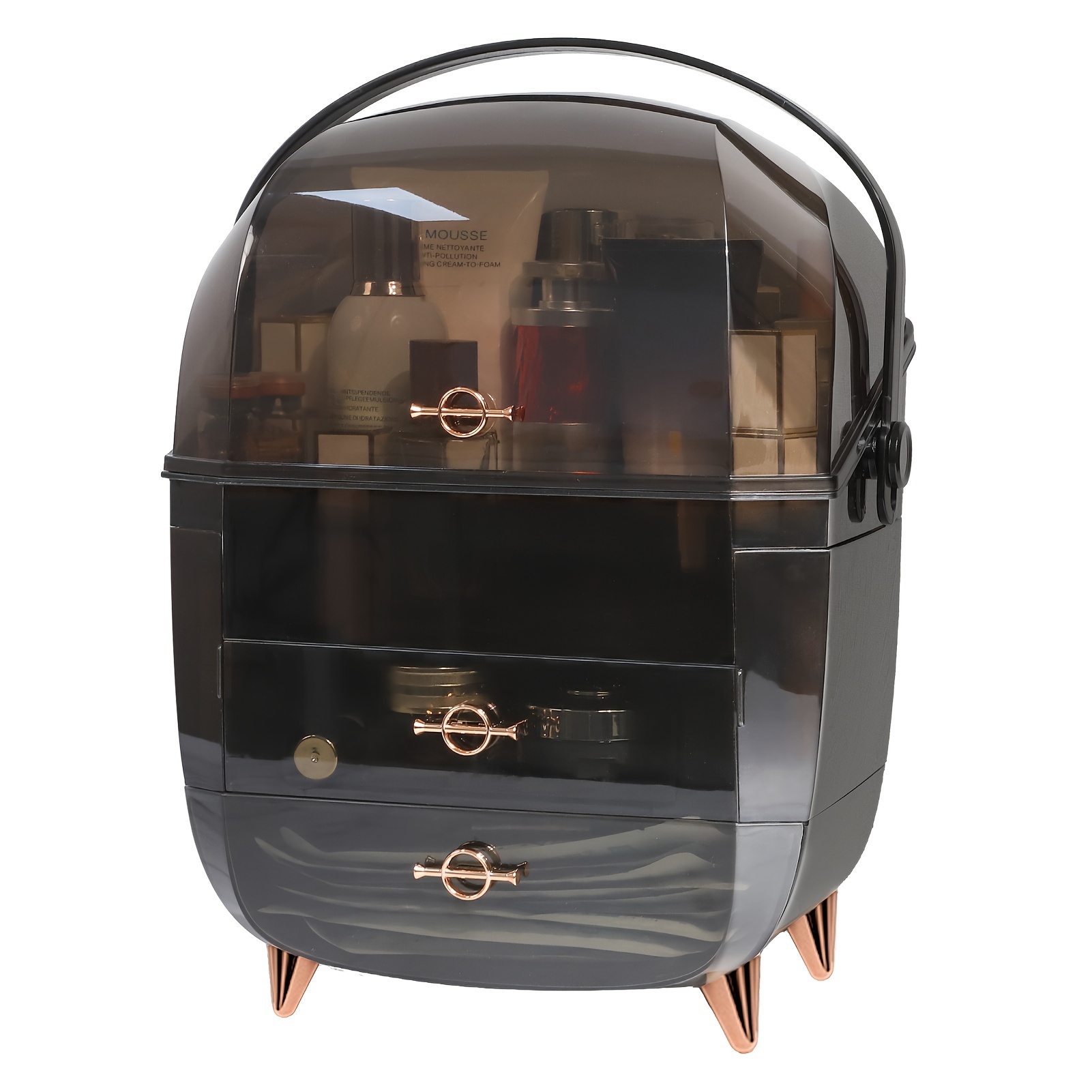TEMU Makeup Organizer For Vanity, Portable Skincare Organizers With Lid And Drawers, Makeup Storage & Cosmetic Display Case For Countertop, Bathroom, Dresser, Ideal Gifts For Women
