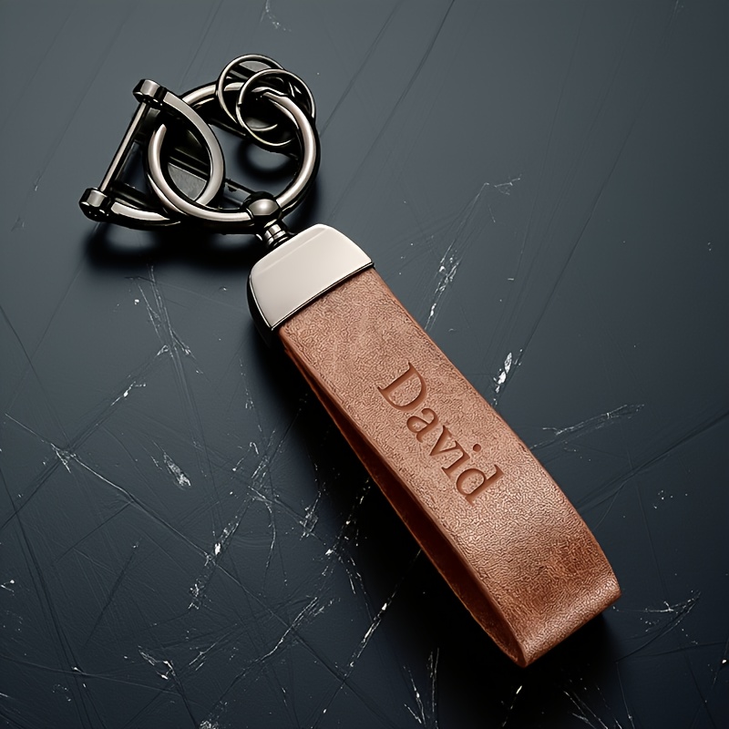 TEMU Customizable Laser Engraved Keychain, Car Key Chain Diy Name Customization Vintage Ring Father's Day Valentine's Day Christmas Gift Suitable For