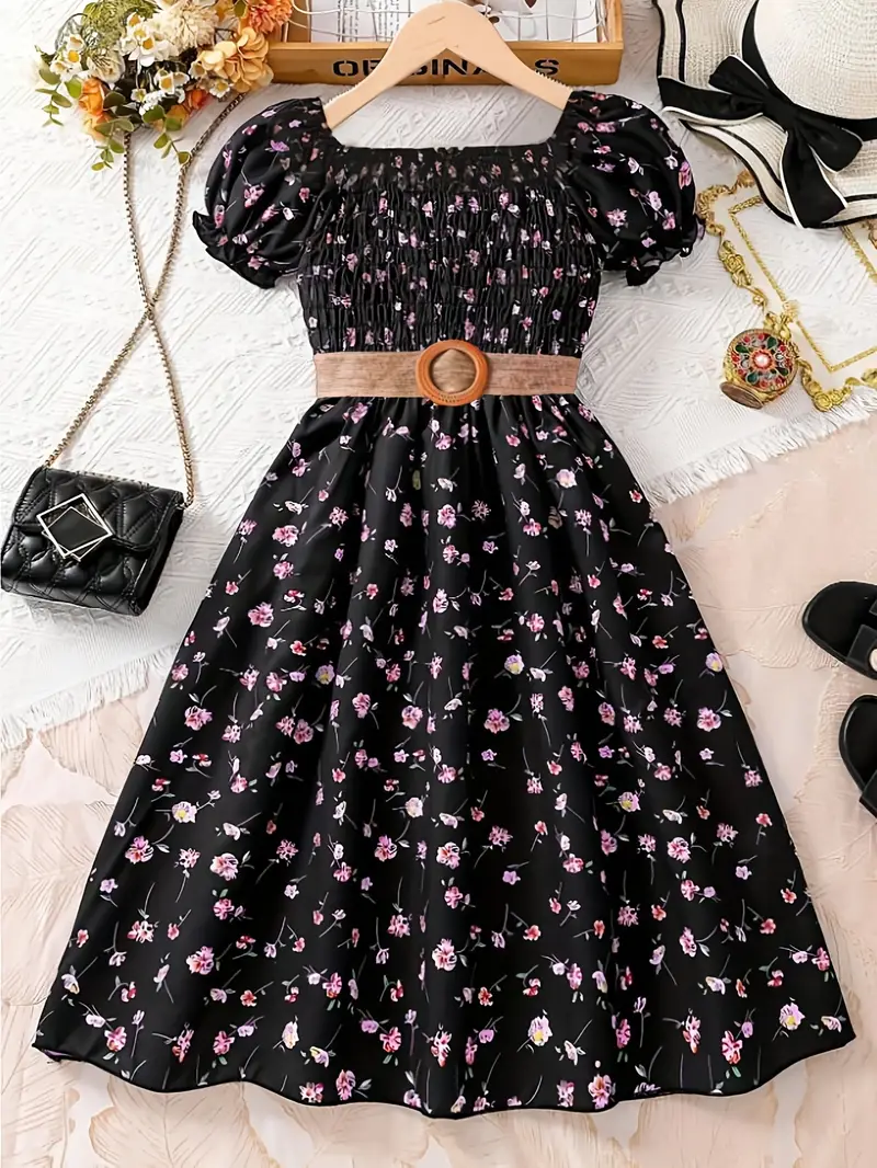 accessories for black floral dress 3 Ways to Style a Floral Midi Dress This Fall bows & sequins