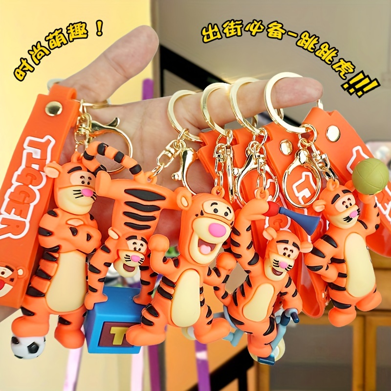 

Cute Cartoon Tiger Keychain - Pvc & Metal, Lobster Clasp, Bags & Backpacks - Ideal Gift For Women And Girls