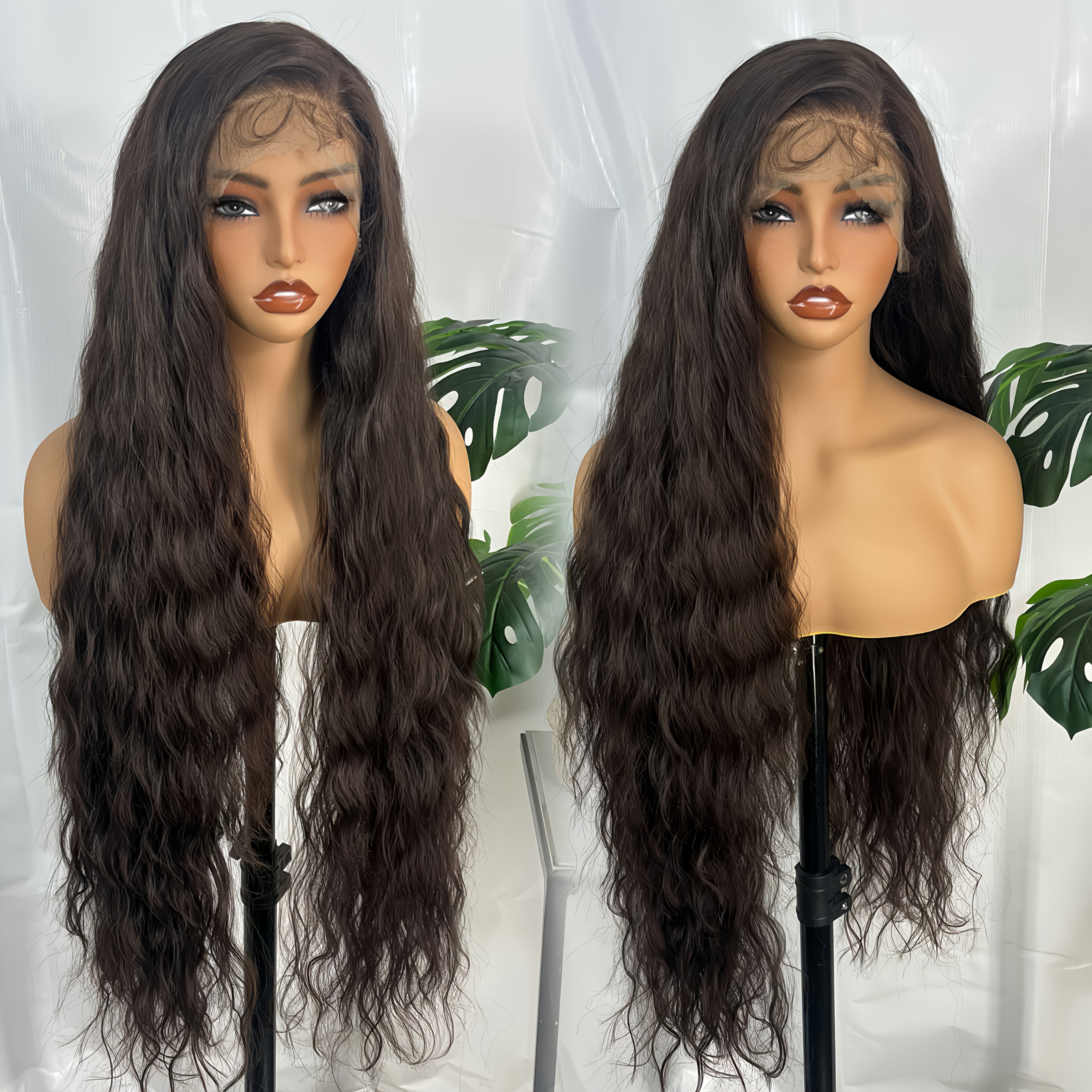 women's long brown water wave synthetic wig Temu New Zealand