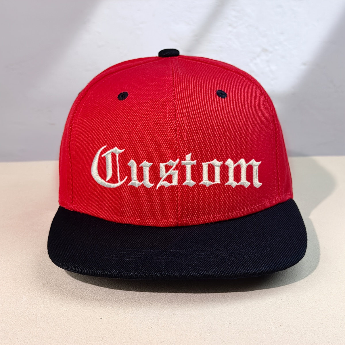 TEMU Customizable 1pc Embroidered Flat Brim Baseball , Personalized Text, Name, Or
