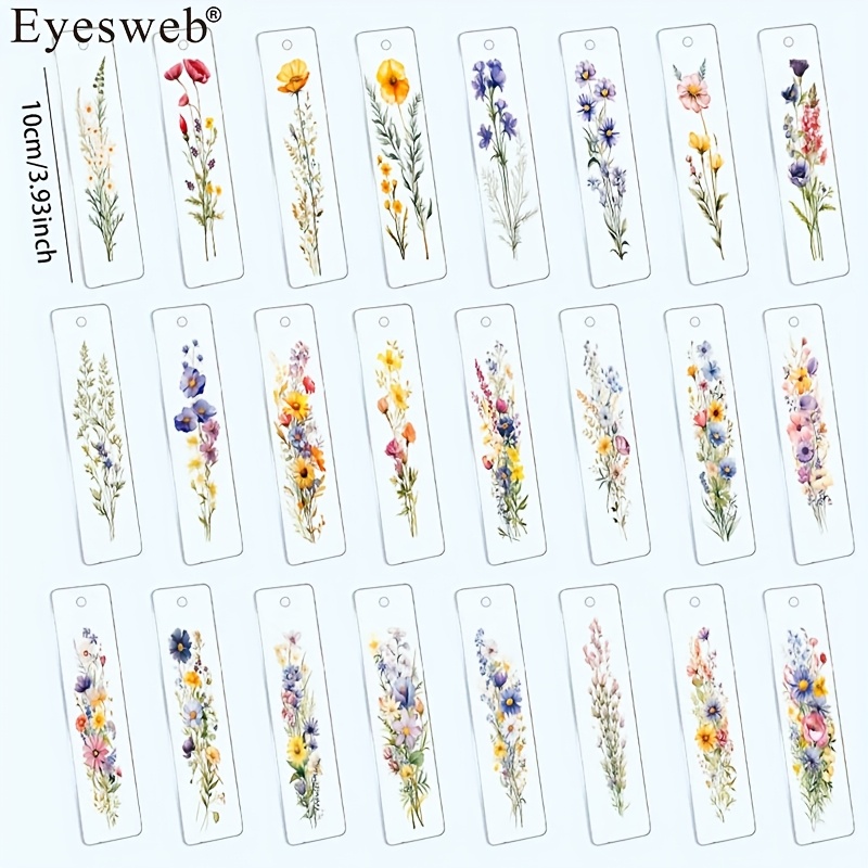 E-shop 24 Stück/Set UV DTF Lesezeichen-Transferpapier mit Wildblumen-Motiv, Exquisites Wildblumendesign, geeignet für DIY-Lesezeichen