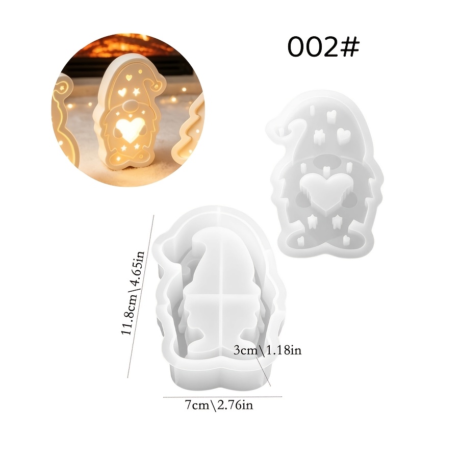 TEMU 2pcs Silike Lufei Resin Silicone Mold Suitable For Making Christmas Dwarf, & Tree Hollow Panel Molds With Hollow Panel For Diy Candles, Wax,