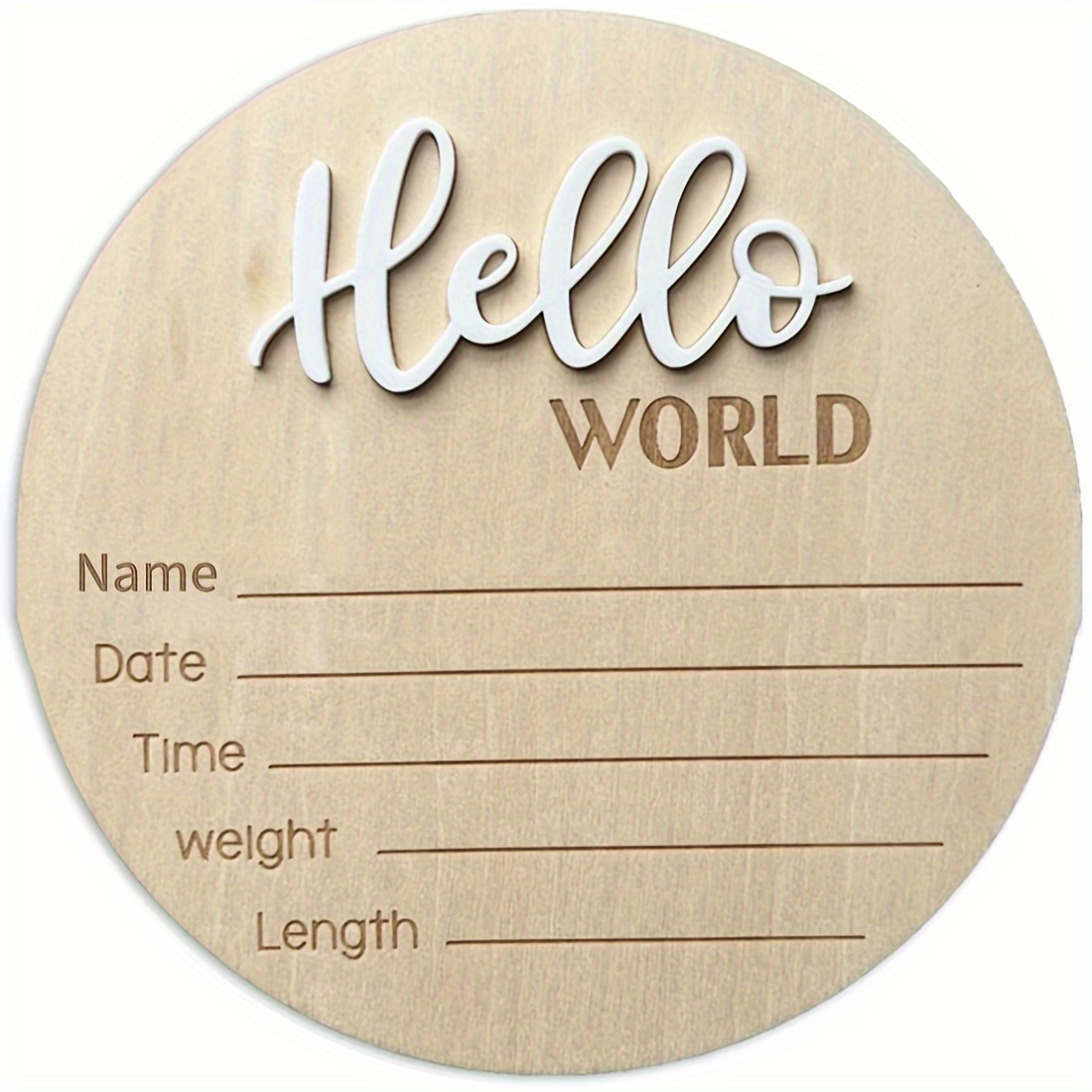 

Announcement Sign - 3d Engraved Wooden Plaque For Photography Props, Ideal Shower Gift, Capture With For, Date, Time, Weight, Length - Wood Keepsake For 14+