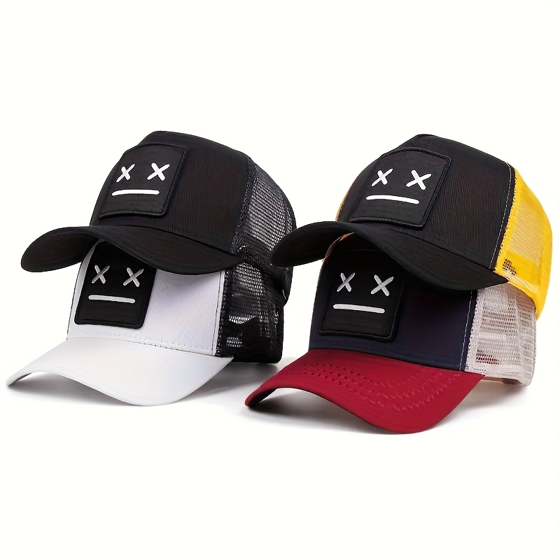 

2pcs Trendy Embroidered Baseball Caps For Women - Adjustable, Lightweight Snapback Hats With Mesh Back