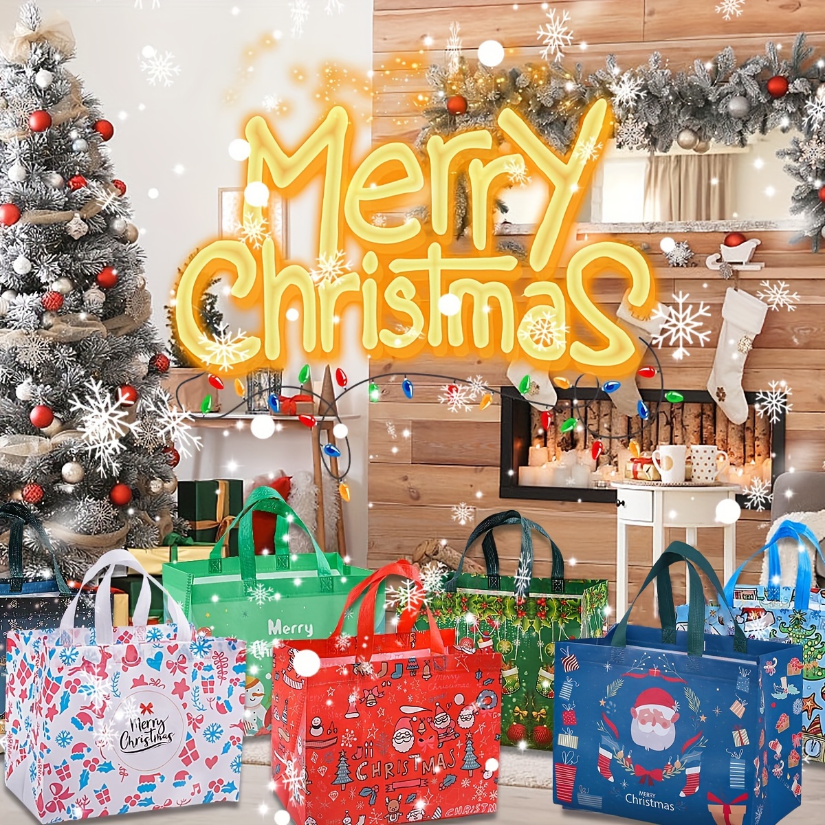 16pcs large christmas gift bags christmas tote bags Temu Ireland