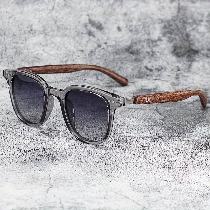 

Retro Square Fashion For Women Men Wood Grain Temple Casual Gradient Shades For Driving Beach Travel