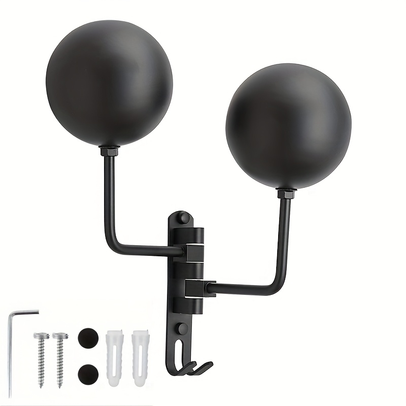 E-shop 180° Motorradhelmhalter, Drehbarer Metall-Helmhalter Wandmontage mit 2 Haken für Motorräder, Mützen, Baseballhelme und Rugbyhelme – Helmablage