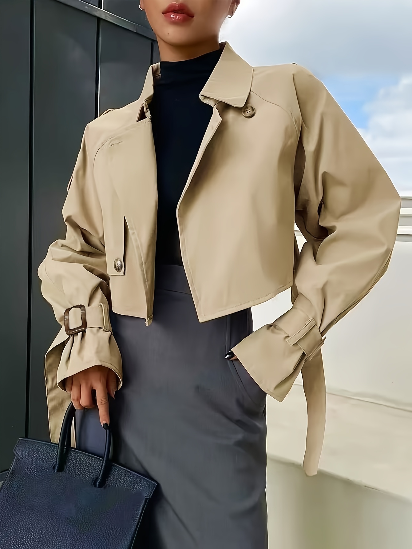 Black Coat Women Buy Threadbare Black Double Breasted Cropped