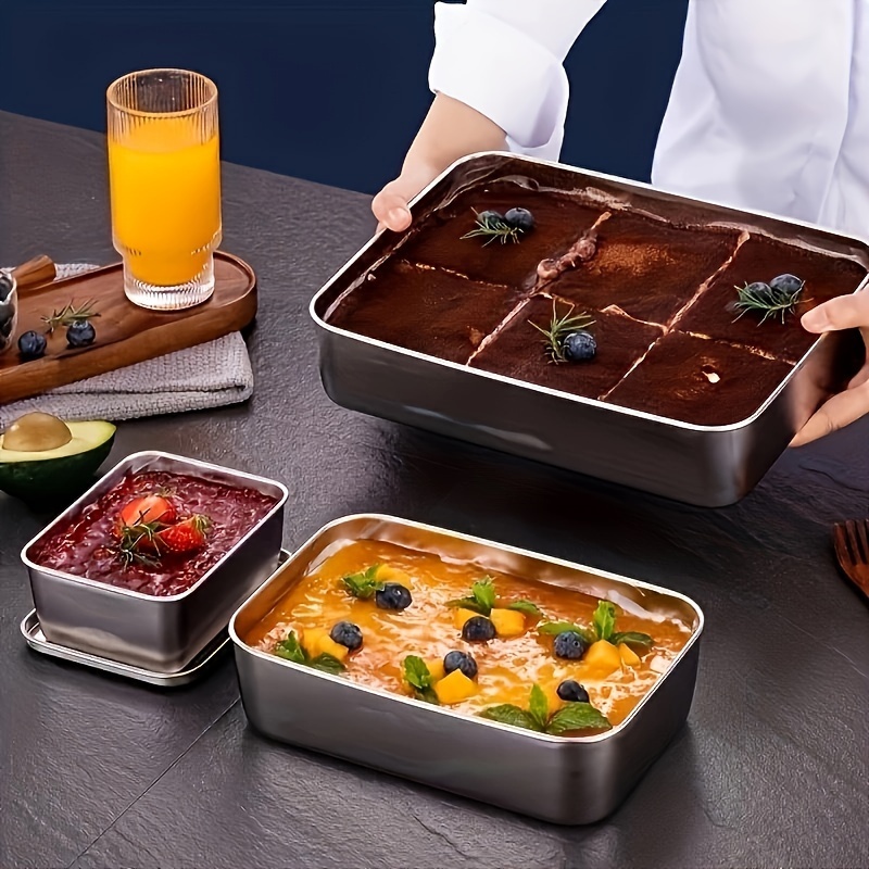 

Ensemble de Moules à Four Carrés en Acier Inoxydable - pour le Tiramisu et les Desserts, Collection de 2 Pièces de Vaisselle de Cuisine